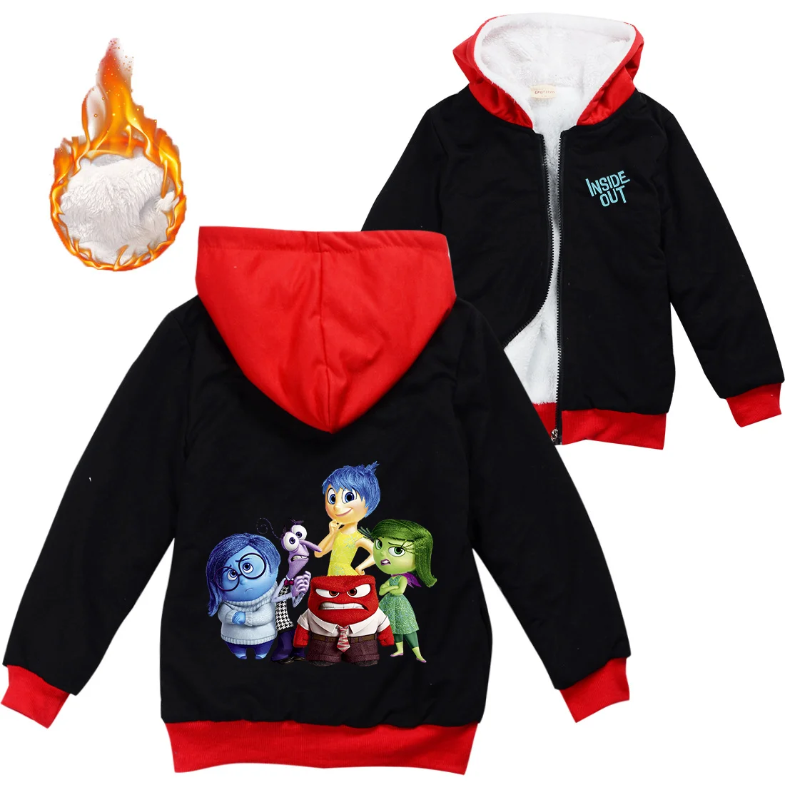 

Disney Inside Out Winter Thick Boys Girls With Zipper Coats keep Warm Hoodies Jackets Children Casual Outerwear Sweatshirt