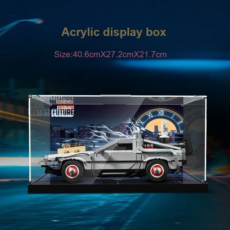 

Suitable for Lego10300 Time Machine Back to the Future Acrylic Display Box Transparent Storage Dustproof Box(Excluding Lego set)