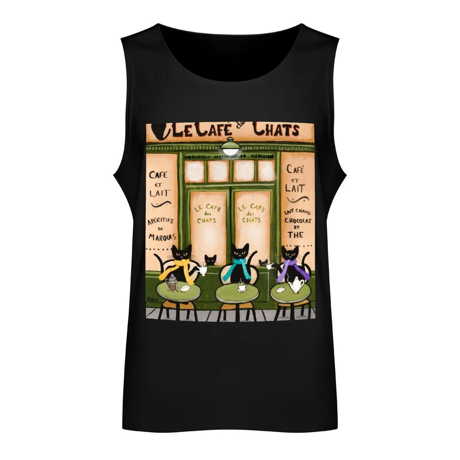 Le Cafe des Chats Tank Top gym shirts T-shirt Men's gym