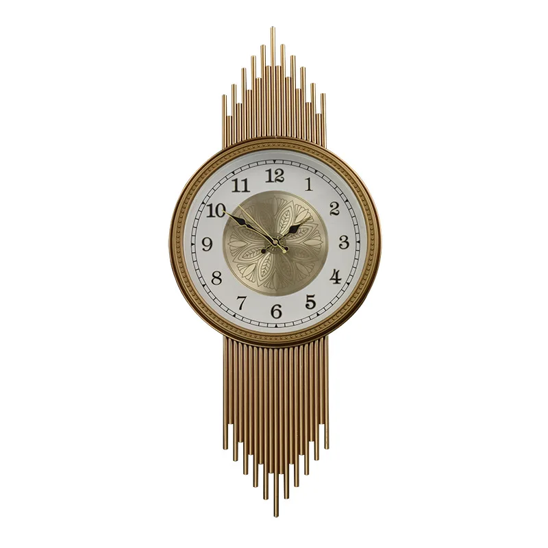 Light luxury creative simple living room silent craft wall clock American wrought iron decorative clock fashion hanging watch pe