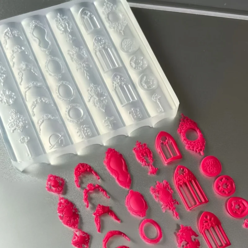 1 pc silicone molde da arte do prego estilo europeu retro padrões castiçal vela arte do prego decoração 3d diy transparente molde do prego