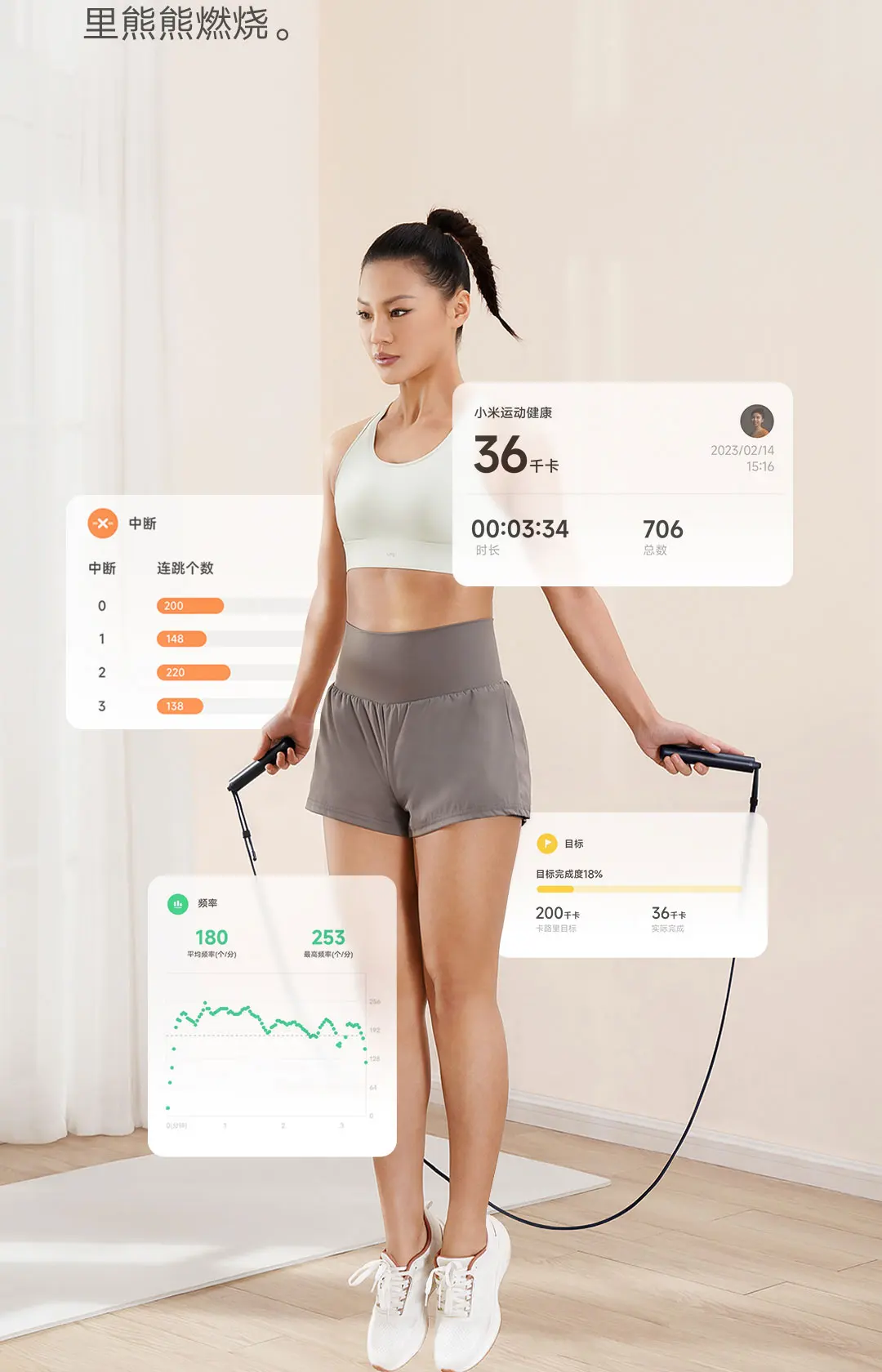 Xiaomi mijia Smart Skipping Jump Rope Digital Counter with App Adjustable Calorie Calculation Sport Fitness Exercise Lose Weight