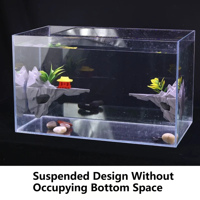 Natural Cliff Cave 3D Printed Aquarium Decor Strong Suction Cup Fish Tank Layout Fish Hideout Shelter Aquascaping Ornaments
