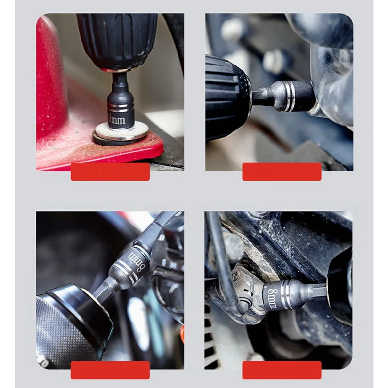 عرافة المغناطيسي مفتاح بانة المقبس أداة الحفر الكهربائية المغناطيسي رأس المفك مجموعة أداة إصلاح السيارات تأثير التمديد ومحول المقبس #4