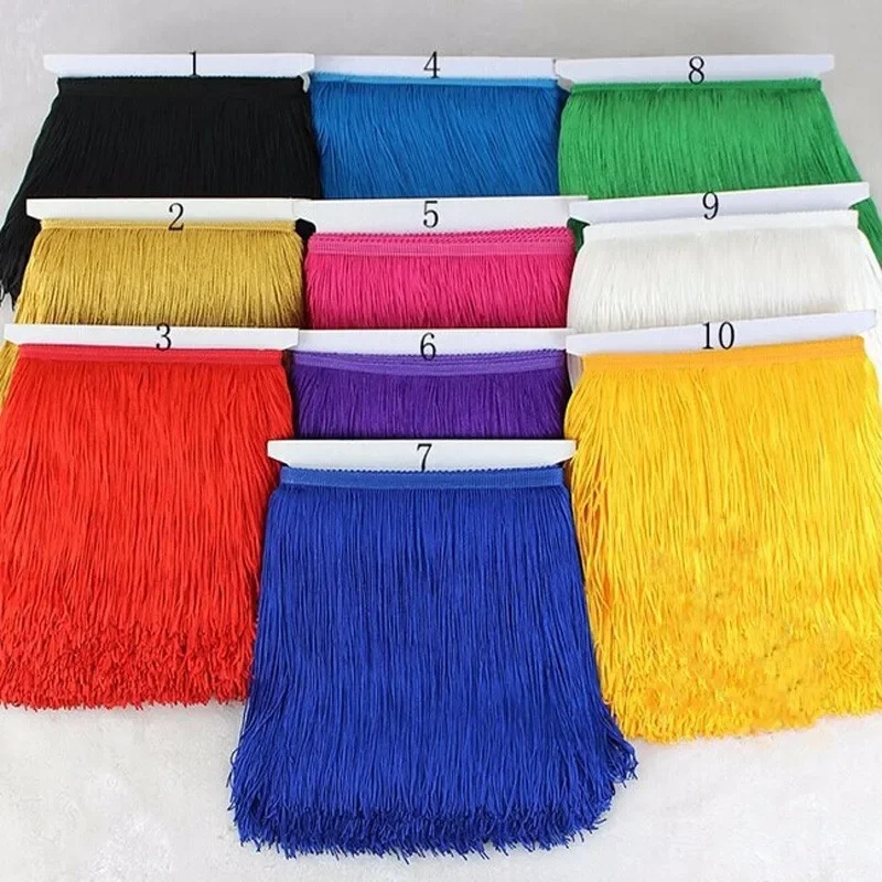 Polyester Tassel Fringe Trimming Lace Curtain, Latin Stage Dance Skirts, Garments Accessories, Colors, 20cm Width