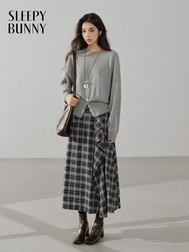 

Женский свободный пуловер с длинными рукавами, женский вязаный свитер, элегантный топ с разрезом на пуговицах, повседневный мягкий базовый наряд на осень и зиму