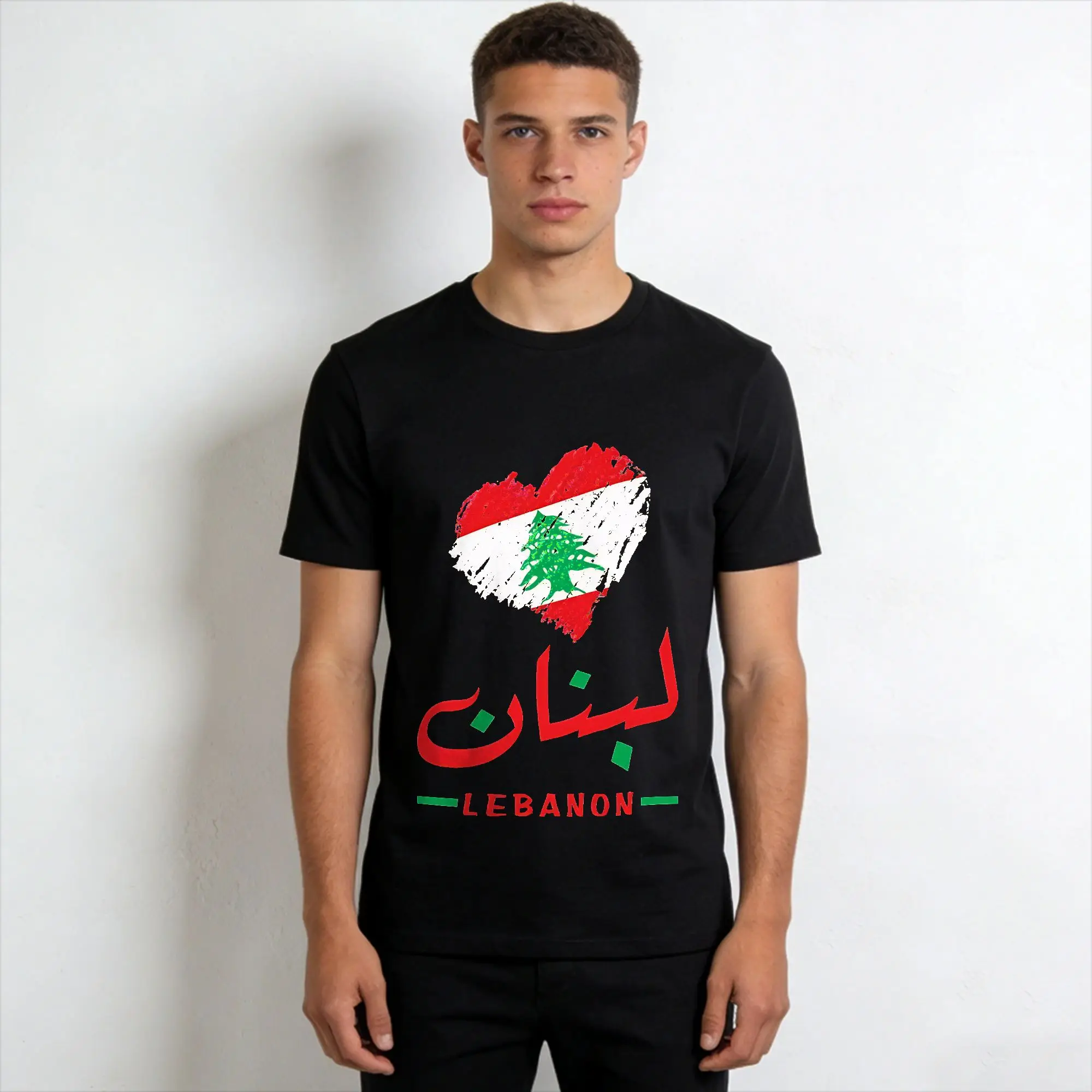 Oversized T Shirt Summer Lebanon Flag  Fashion T Shirts  100% Cotton Tee Shirt for Mens Y2K Basic Wholesale Short Sleeve Tees