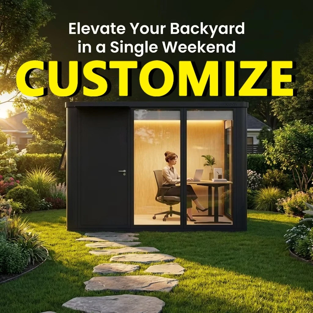 Any Size Custom Aluminum pro Modular Garden Office Shed 2 Hour Fast Build Thermal Insulated Soundproof Work Home Backyard Studio