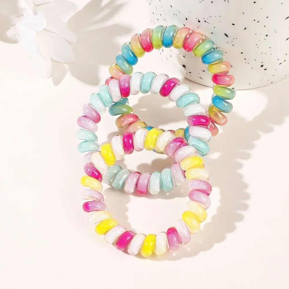 Cute Hair Tie Stretch Spiral Cord Hair Ring Headwear Hair Rope Elastic Hair Tie Elastic Colorful Multicolor Telephone Wire Daily