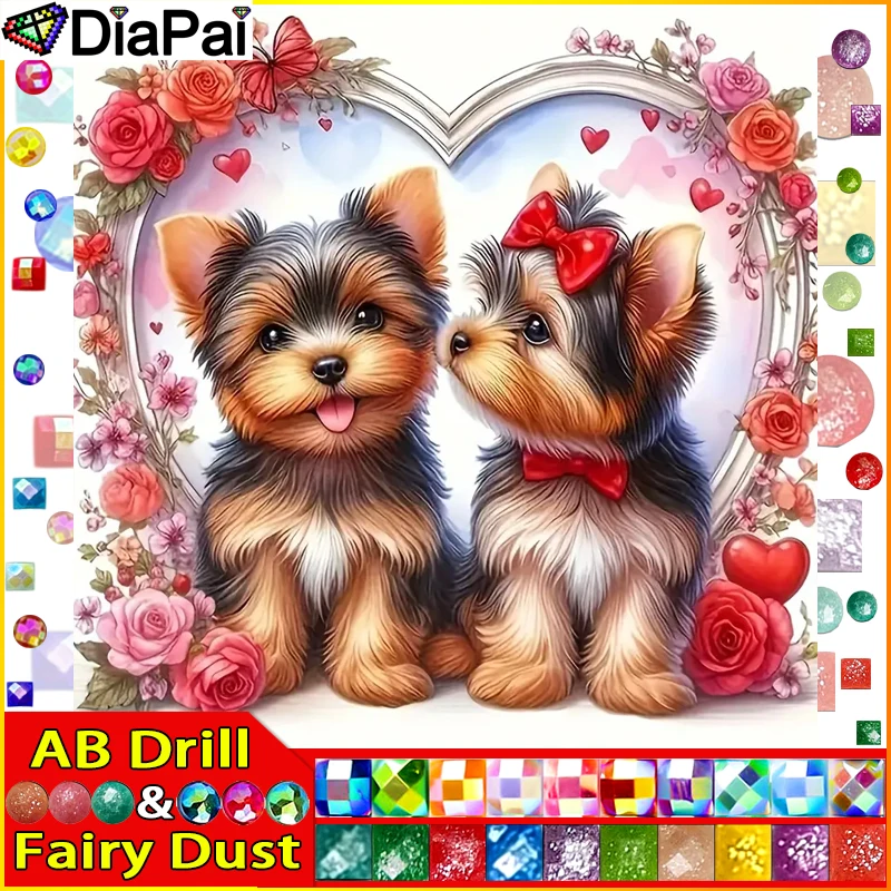 

DIAPAI Fairy Dust AB Diamond Painting "Animal Dog" 5D DIY Diamond Embroidery Full Square/round Rhinestone Of Picture