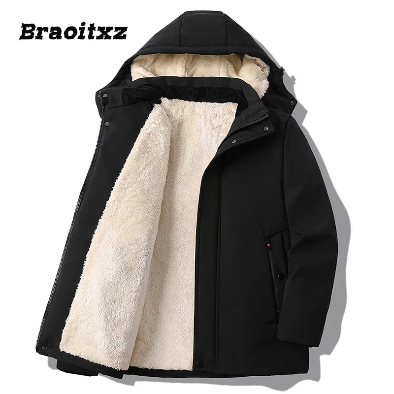 

2024 New Men Autumn Winter Fashion Casual Windproof Keep Warm Jacket Coats Detachable Hooded Large Size L-8XL