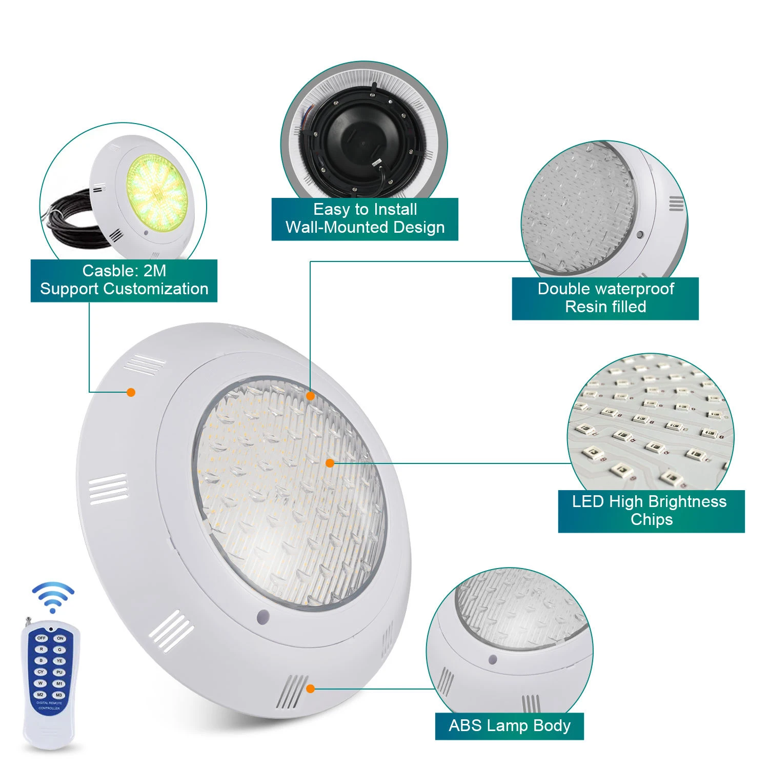 RGB LED Swimming Pool Lights Underwater Color Changing AC12V Remote Control IP68 Waterproof 12W 18W 25W 35W 45W for Decorative