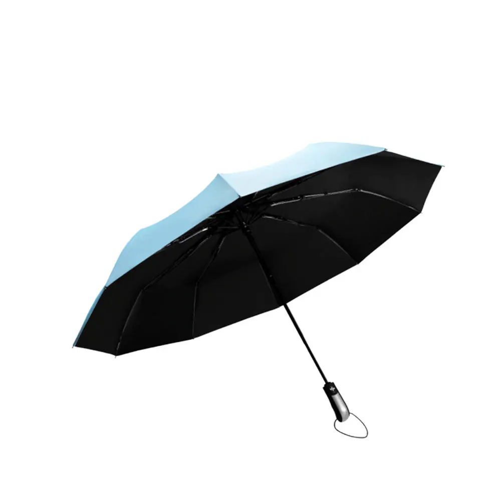 

Fully Automatic Umbrella 10 Bone 3 Fold Uv Protection Lightweight Portable Sunshade For Men Women Sky-Blue Unisex Rain Sun