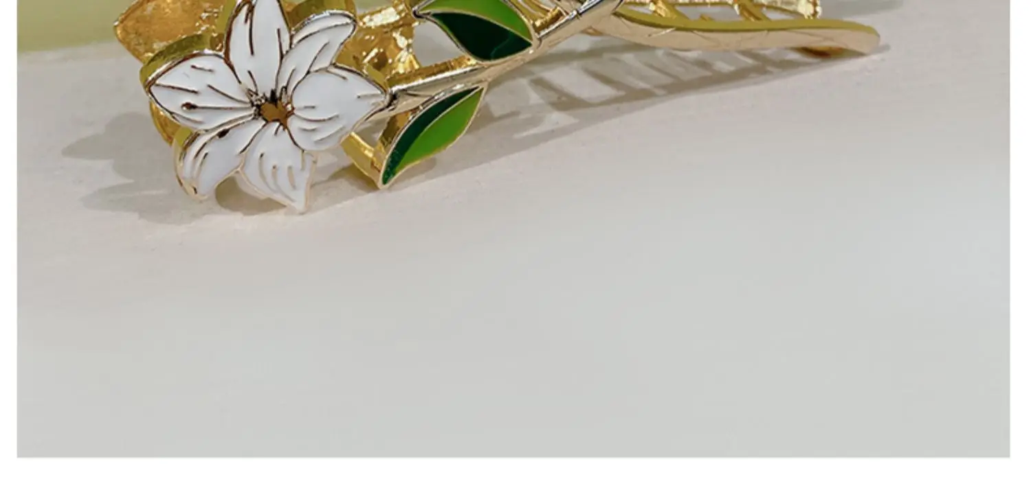 Neue Damen-Haarspange aus Metall, elegante goldene Blumen-Haarspangen, Haarklammer, Krabben-Haarband, Pferdeschwanz-Clip, Kopfschmuck, Haaraccessoires, Tiara – Detail 12