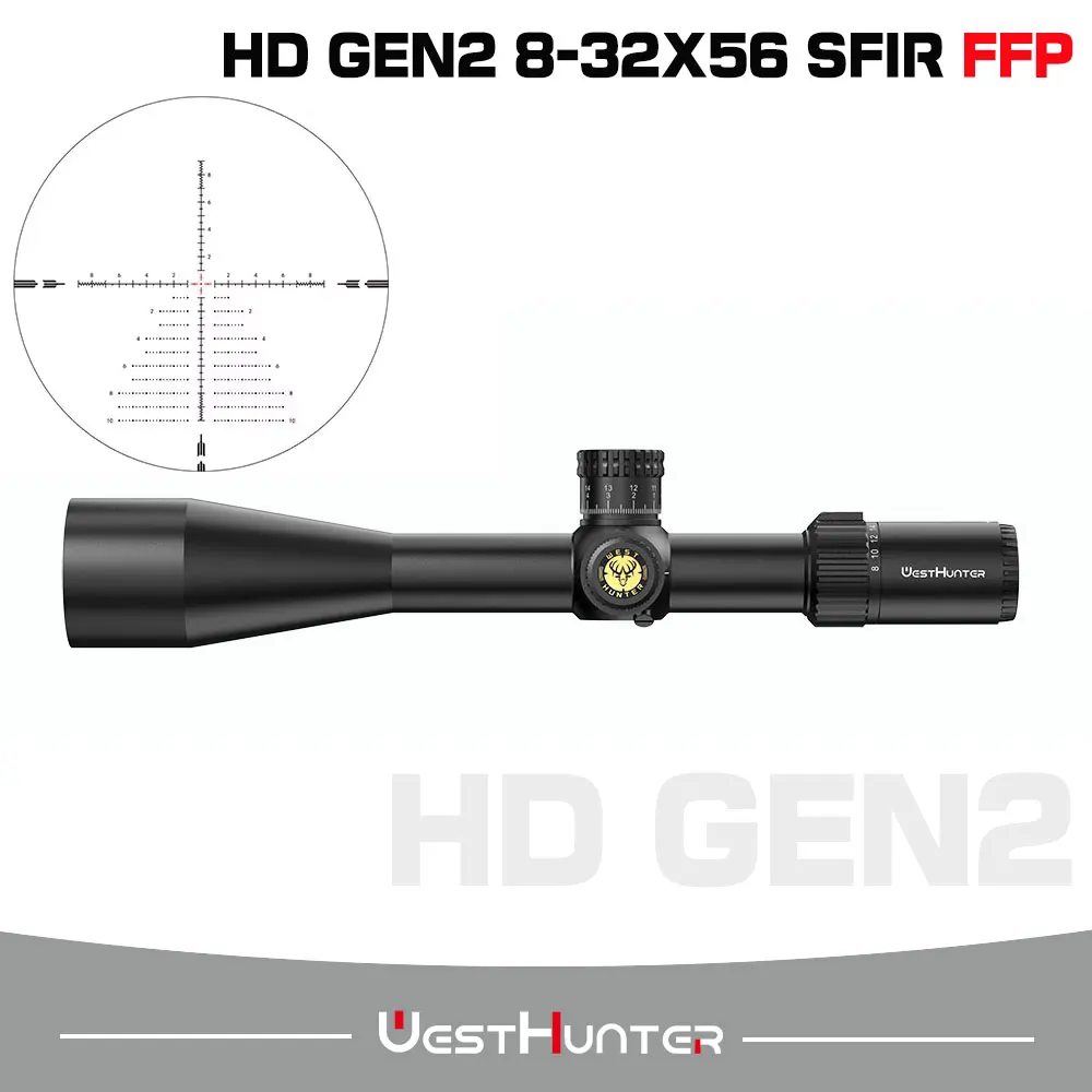 WestHunter HD GEN2 8-32X56 SFIR FFP Scope First Focal Plane Zero Stop Riflescope 34MM Tube Illumination Long Range Hunting Sight