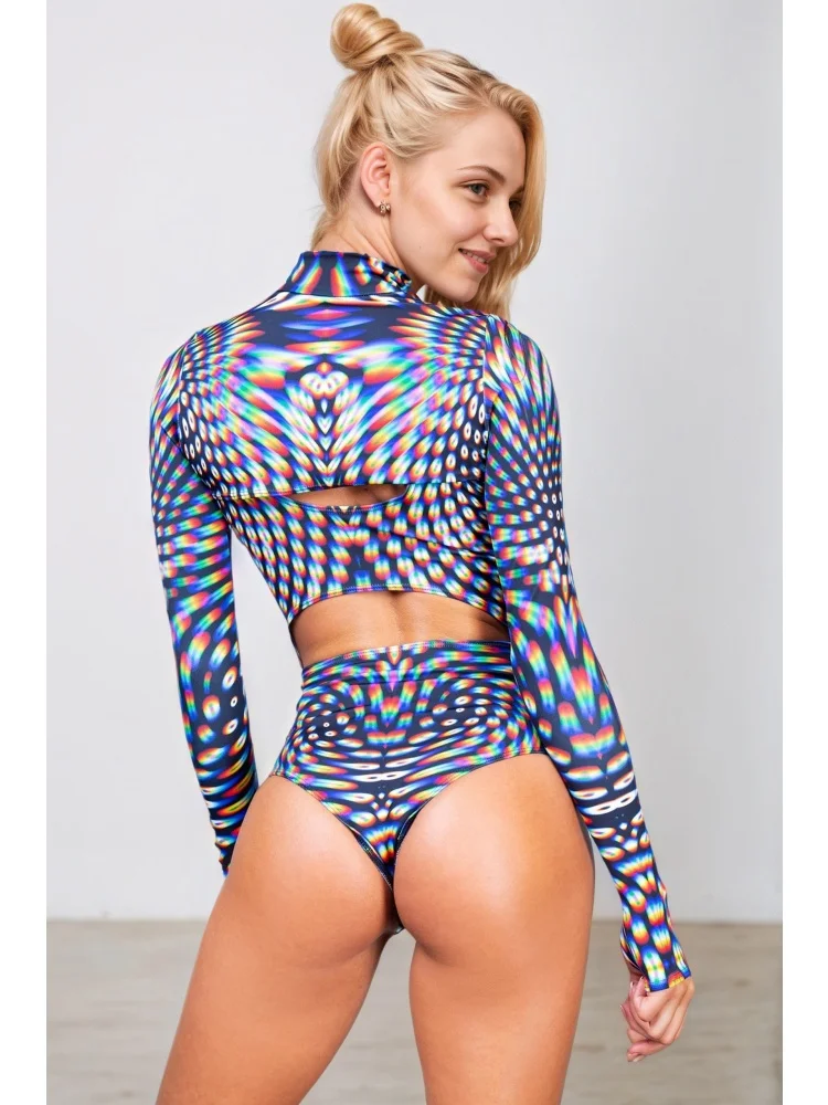 IOOTIANY Sexy Graffiti-Strumpfhose Badeanzug Mantel Karneval Offenes Herz Weste Bodysuit Leotard Gothic Cosplay Party Rollenspiel Bademode – Detail 4