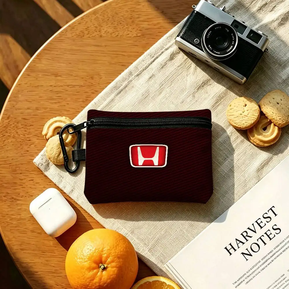 H-HRC H-HONDA Motorrad-Logo Mini-Hängetasche aus Oxford-Gewebe, strapazierfähige Münztasche mit Reißverschluss, Schlüssel- und Kartenetui mit Karabiner – Detail 12