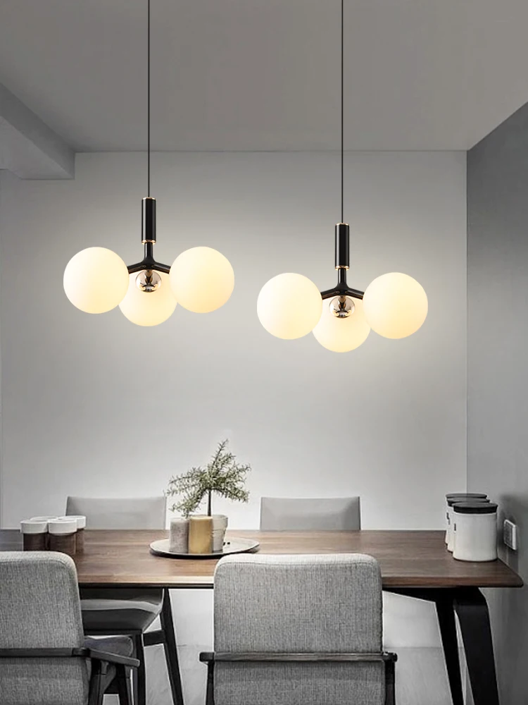 الشمال الحديثة والحد الأدنى ماجيك فول 9 الأبيض الزجاج الثريا غرفة نوم السرير غرفة المعيشة تعليق مصباح LED ديكور المنزل #2