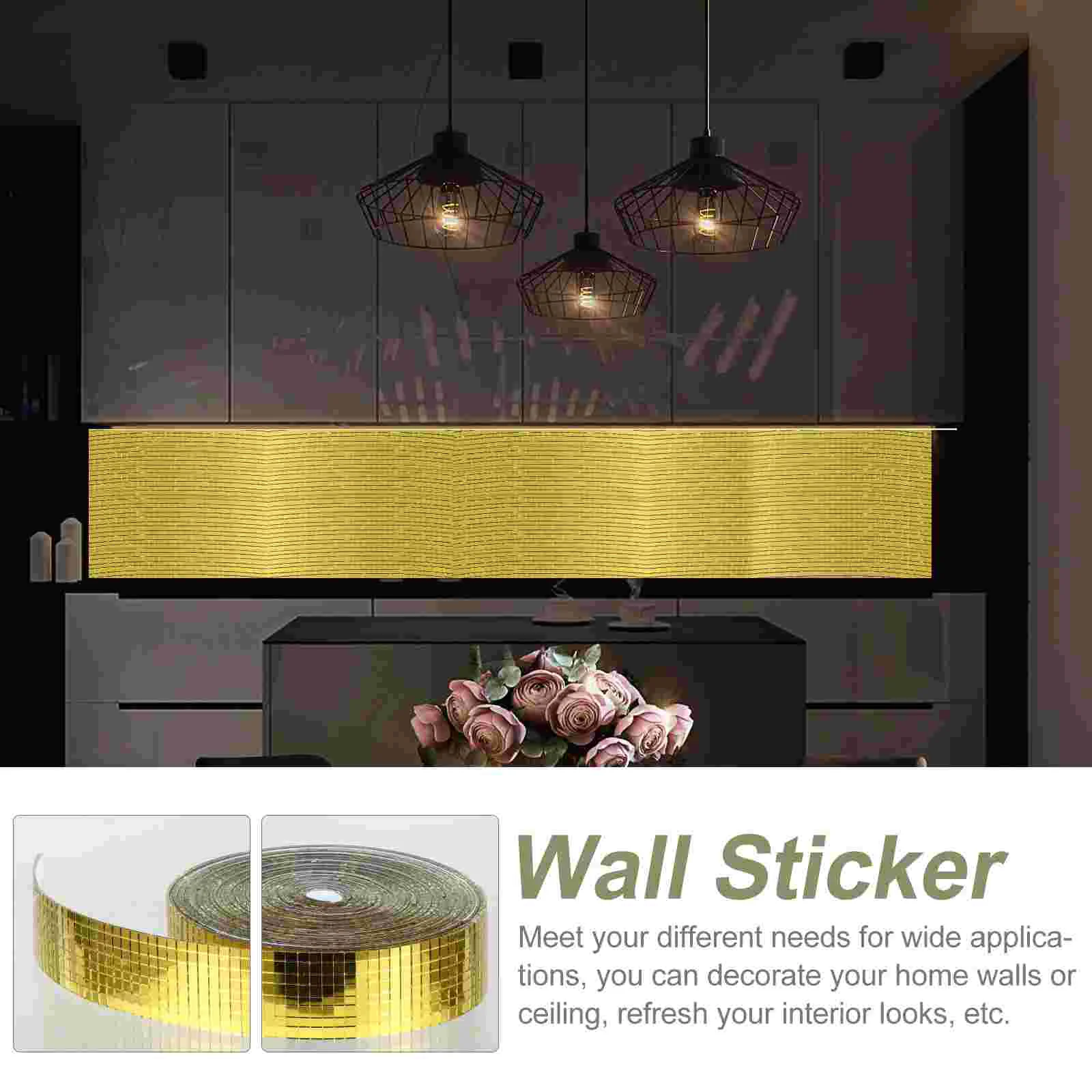 Mosaic Wall Stickers Decal Craft Squares Waterproof Decals Tape Floor Tiles Mirror Glass Fiber Mirrors