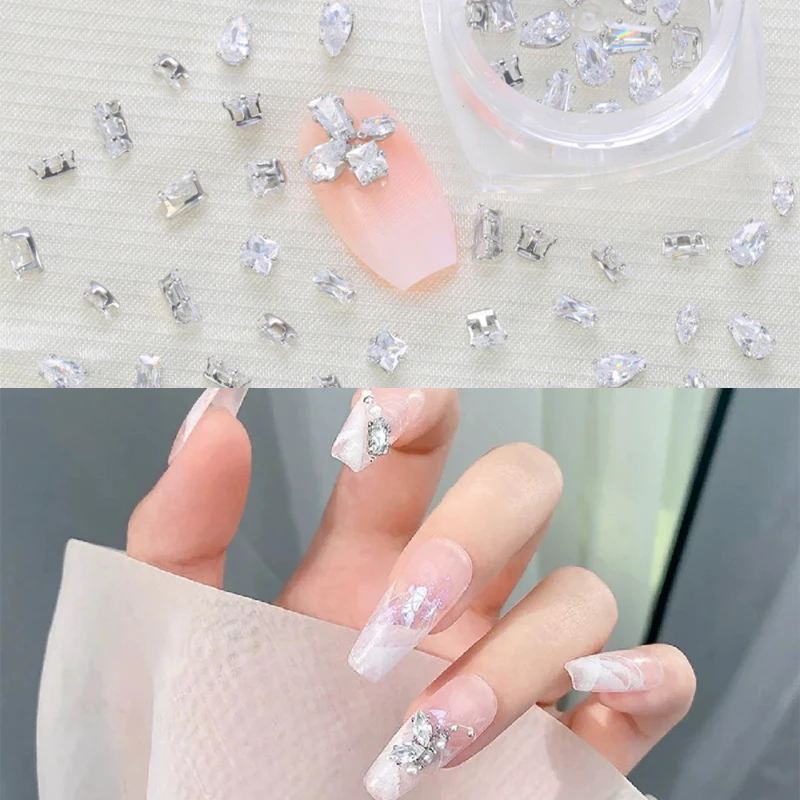 20PCS Glitter Zircon 3D Claw เพชรเล็บขนาดผสม Rhinestone ตกแต่ง Perlengkapan Nail Art สำหรับมืออาชีพ