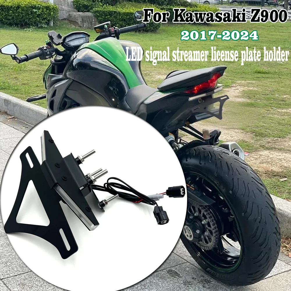 

For Kawasaki Z900 Z 900 2017 2018 2019 2020-2024 NEW Motorcycle Accessories License Plate Holder Bracket with LED Signal Light