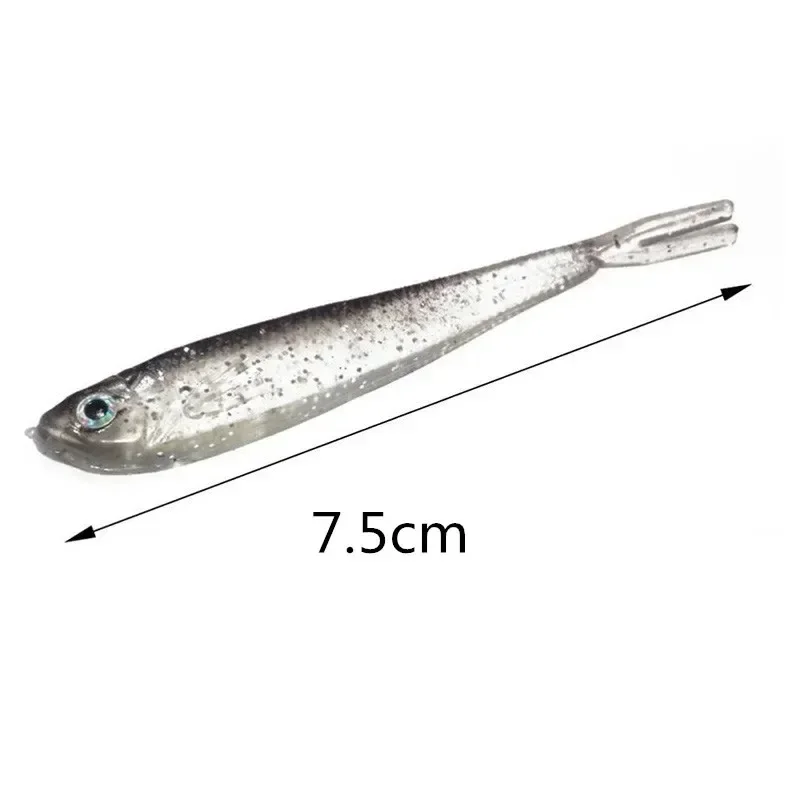 10 Stück/Set Weicher Köder Fisch-Swimbait mit Gabelschwanz Mit & Ohne Haken Angelköder Künstlicher Silikonköder Angelzubehör – Detail 4