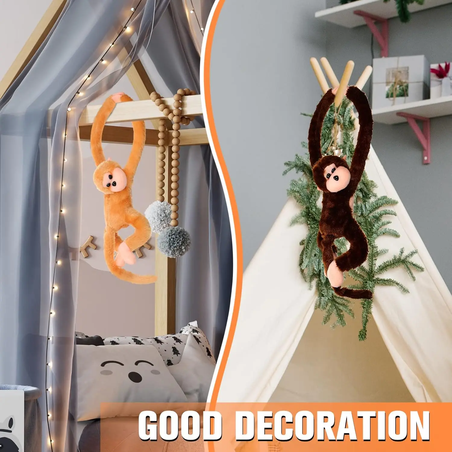 6-20 個の森のぬいぐるみ 23 センチメートルぶら下げ猿ぬいぐるみフックループファスナー手付きベビーシャワーパーティーの記念品