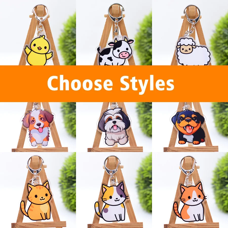 100pcs/Lot Hundreds of Styles Acrylic Keychain Customized Key Chain Anime Keyring Chibi Pendant Accessories