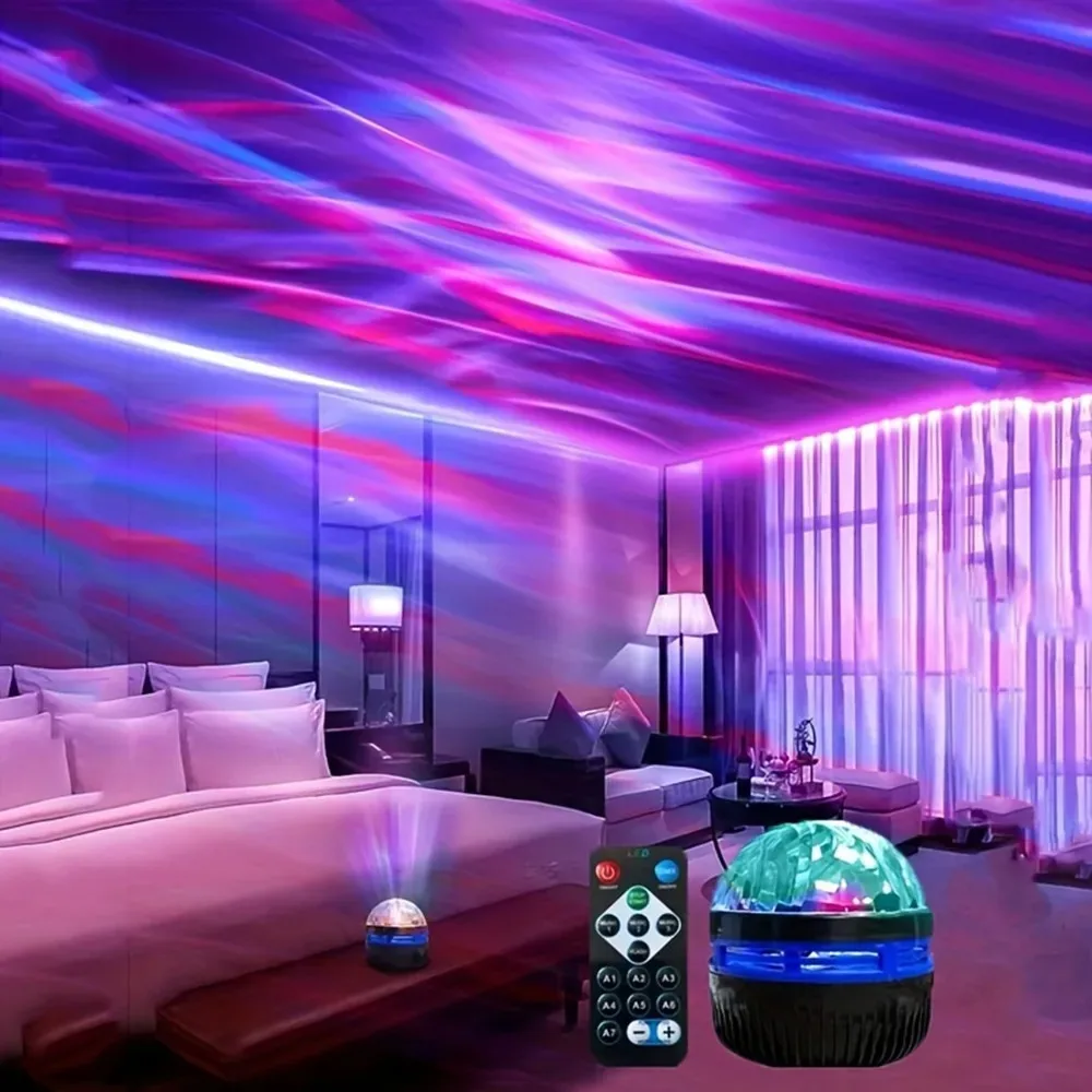 GGbingo Galaxy Projector Aurora RGB 5V Night Lights Auto Rotating Sound Activated DMX Remote Control Home Room Decorations