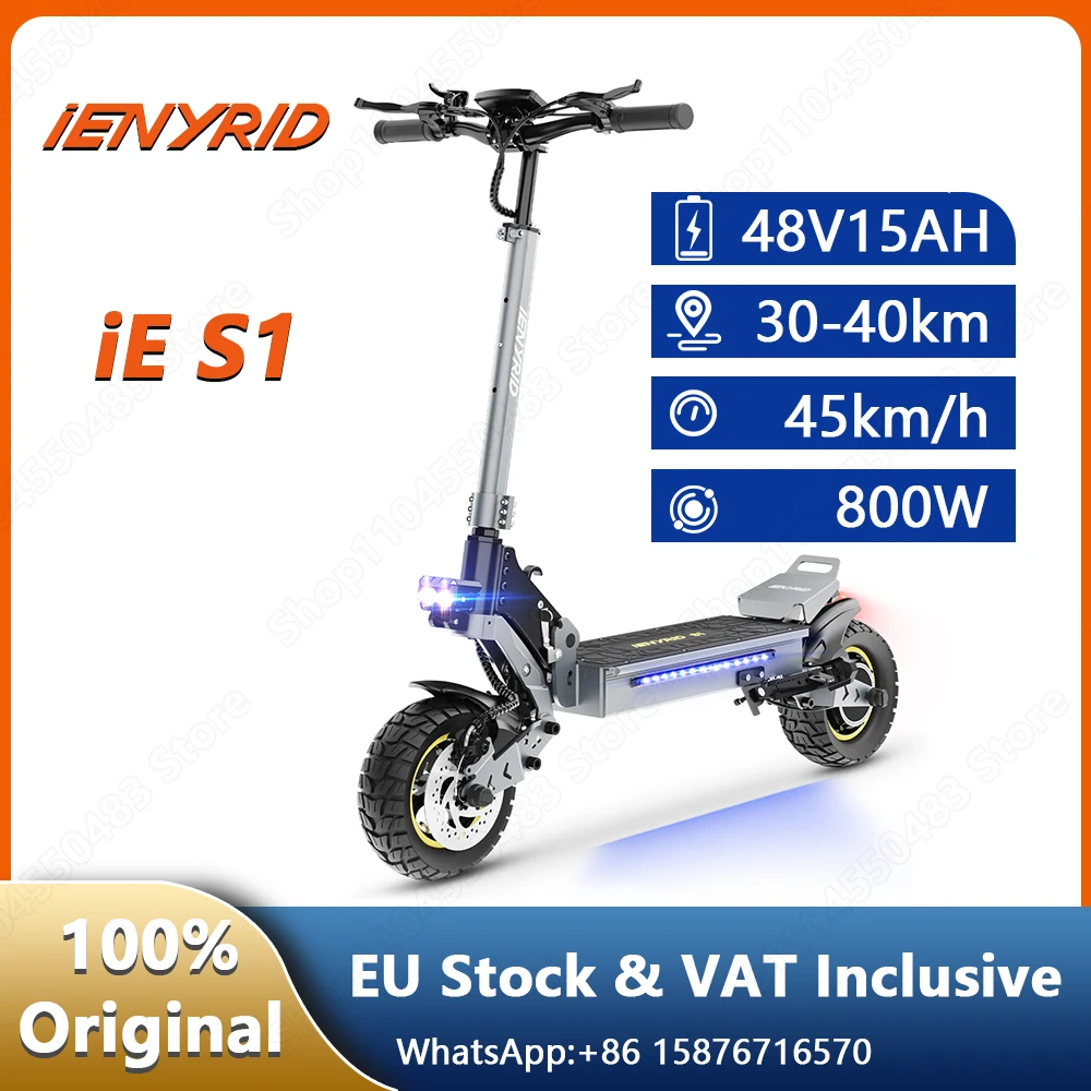 IE-S1 E-Scooter 800W motore 48 v15ah sistema di controllo automatico della velocità Scooter elettrico Aldult pneumatico fuoristrada da 10 pollici Fold escooter