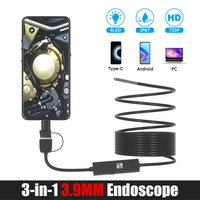 Dodosee 3.9mm Endoscope for Android PC IP67 Mini Camera 3 in 1 Endoscopy for cars Smartphone Piping USB C Endoscopic Underwater