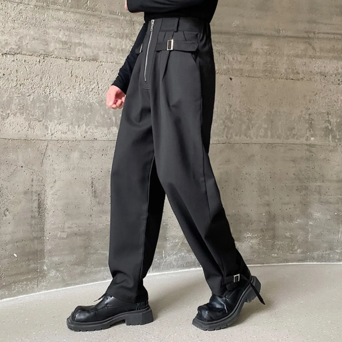 KWTX Women’s 2025 Winter High Waisted Wide Leg Pants Solid Color Casual Trousers Zipper Fly Adjustable Hem Chic Autumn Fashion