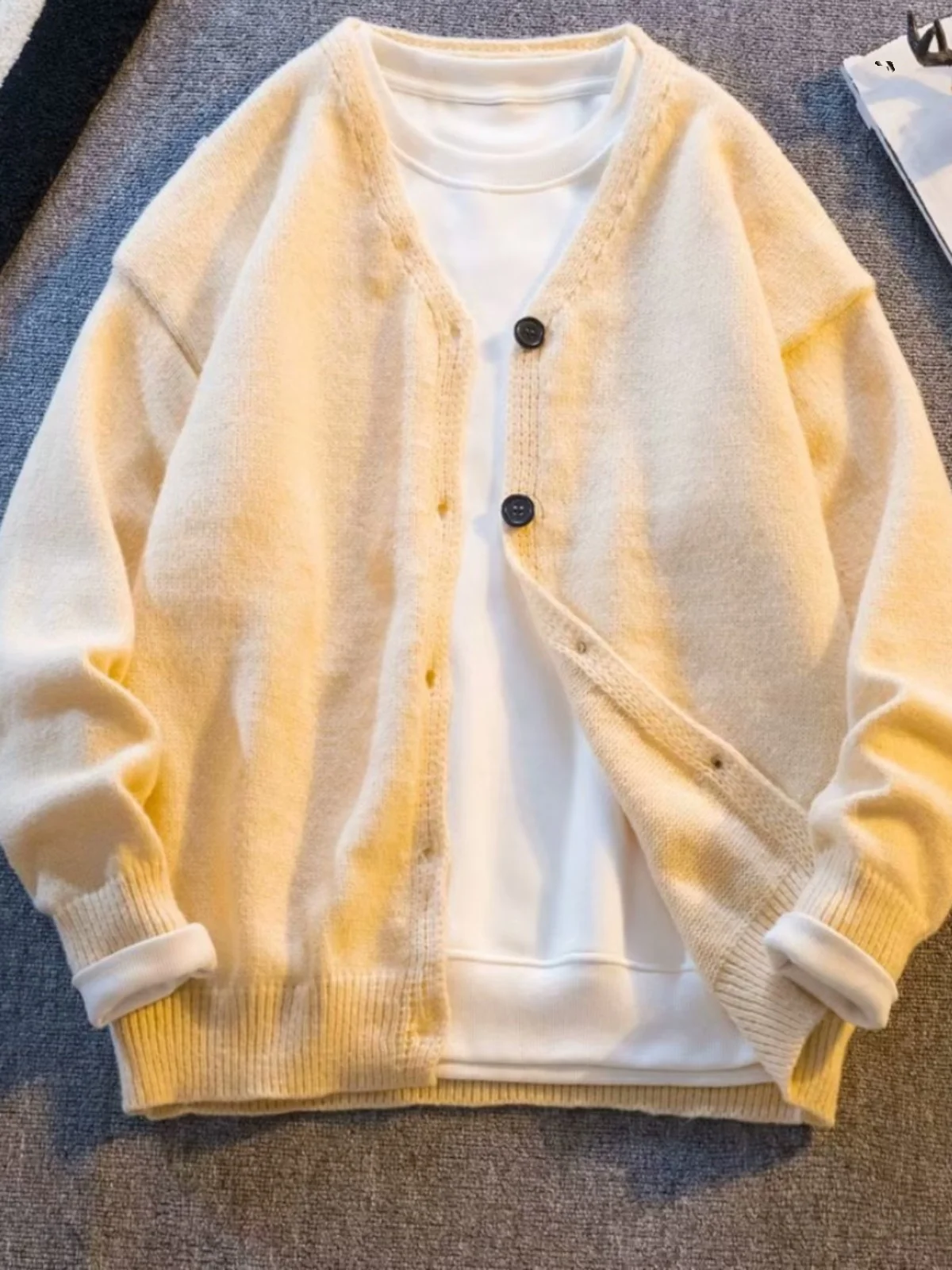 

Мужской вязаный свитер оверсайз в винтажном японском стиле, повседневный, модный, новый осенний тренд, с длинным рукавом и воротником-стойкой