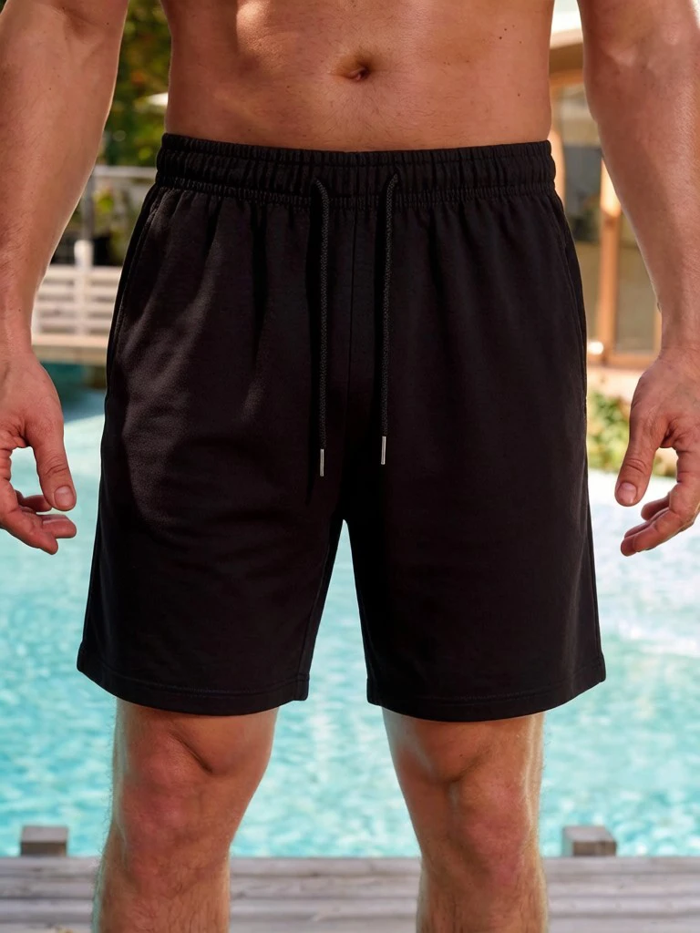 

Мужские простые уличные шорты Solid Man's Simple Street, летние шорты для поездок на работу и пляжа, базовые стильные шорты, удобные спортивные штаны для бега, плавательные шорты