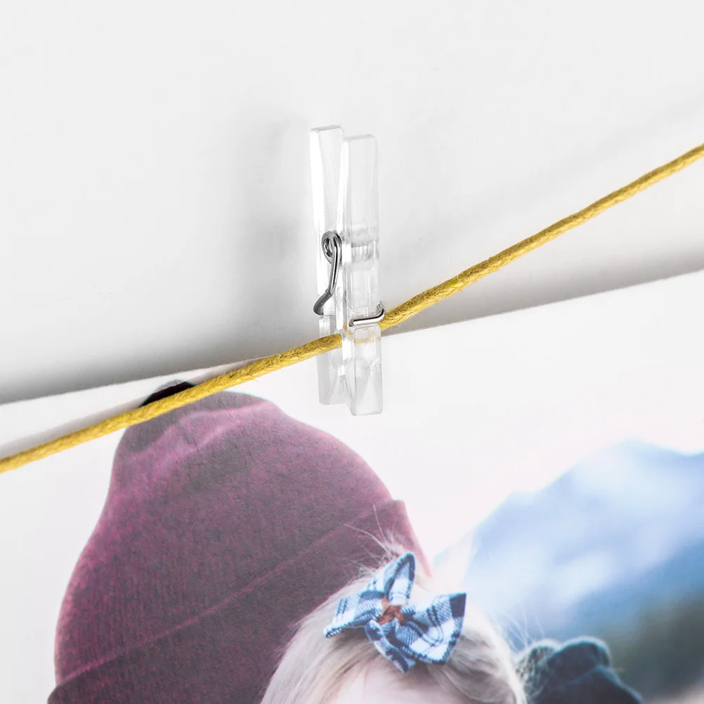 

100Pcs Mini Clothes Clips Spring Hanging Clips Transparent Plastic Clothespins for Photos Memo Decoration Clothespins