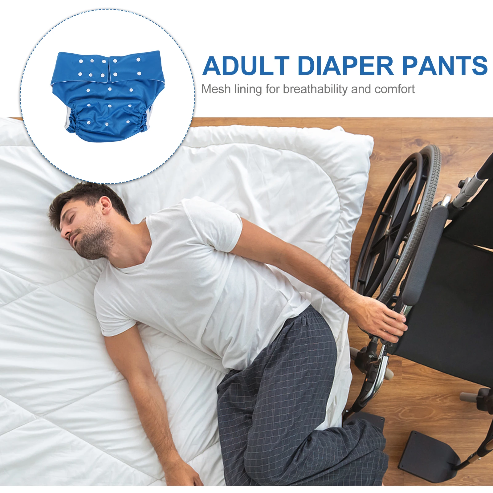 

1pc Leak-Proof Reusable Cloth Diapers for Adults Adjustable Waist Anti-Leak Diapers Washable Practical Period Panty for Men