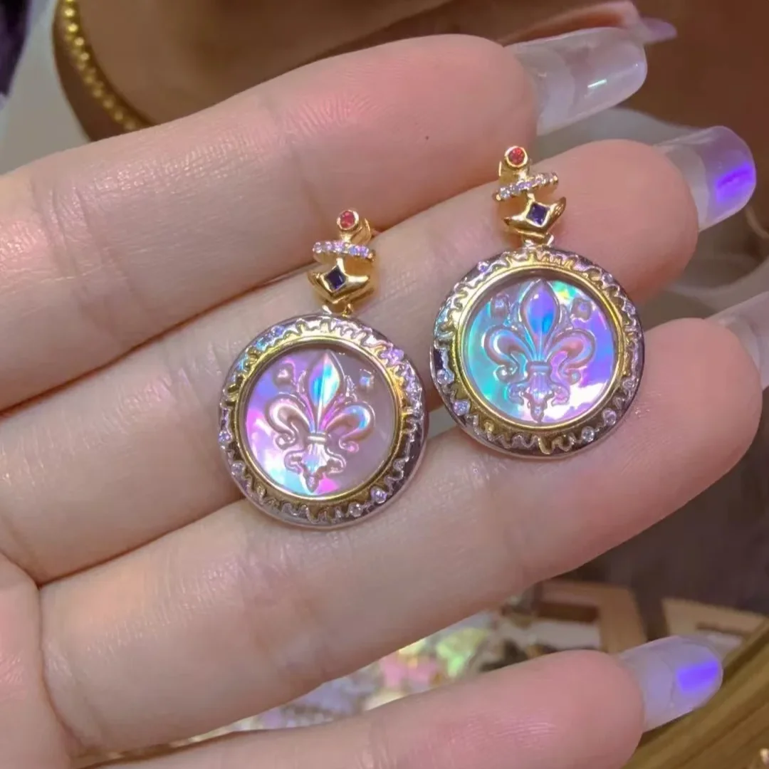 CamEO Oorbellen S925 Zilver Prachtig Vakmanschap Iriserend Voor Schelp Carving Diepzee Voor Vlinder Mode-sieraden