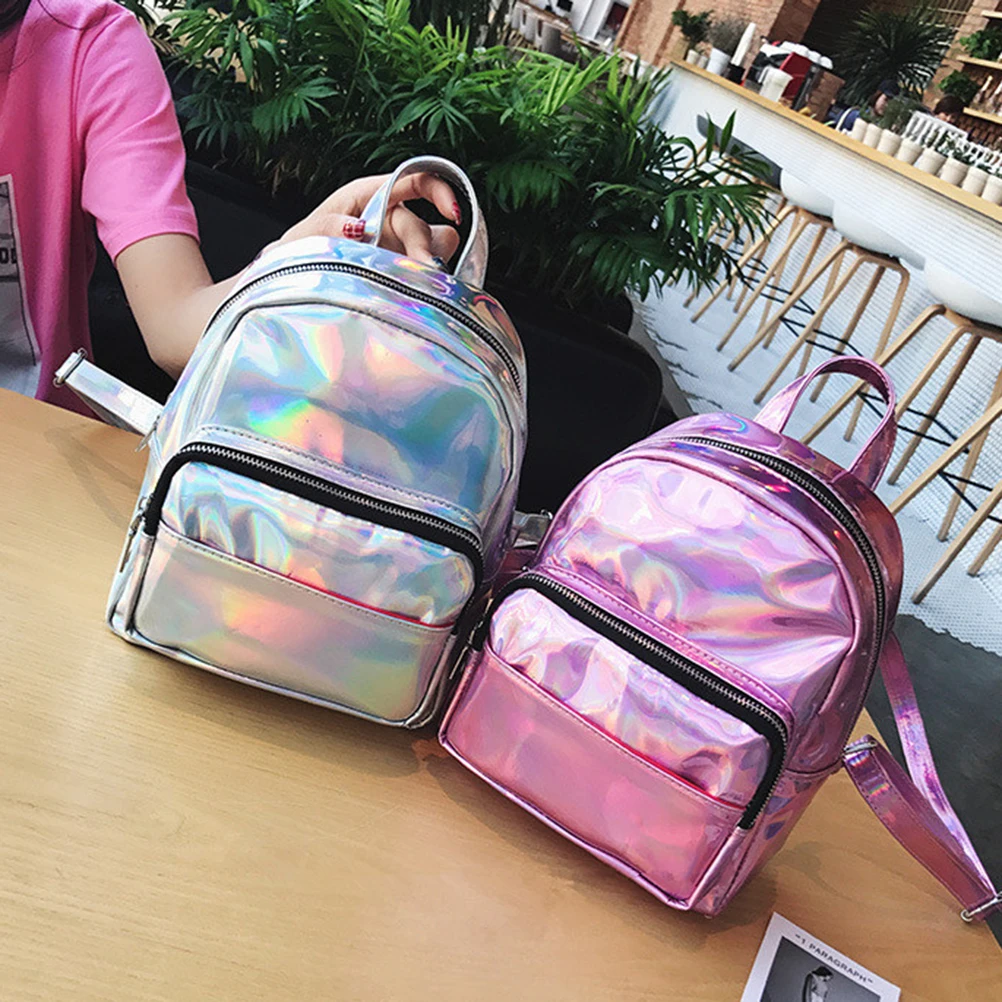 حقيبة ظهر ثلاثية الأبعاد باللون الوردي ذات سعة كبيرة حقيبة مدرسية بأشرطة قابلة للتعديل وحقيبة عاكسة واسعة لمستحضرات التجميل والقرطاسية