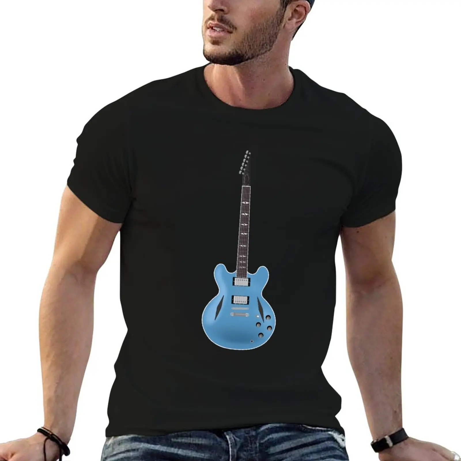 Dave's Blue Guitar T-Shirt Luxury man sports fans sweat shirts, men