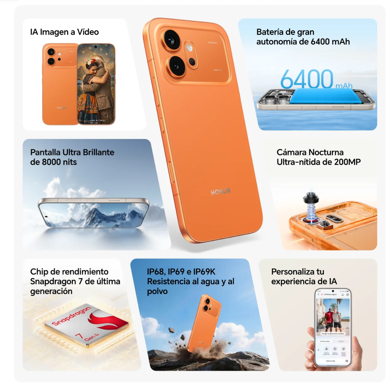 Teléfono – HONOR 600 5G Smartphone, Versión UE, eSIM, Cámara Nocturna de 200MP con OIS, Pantalla AMOLED 8000 nits de 6.57″ 120Hz, Batería 6400mAh, Carga 80W, Resistencia IP69K y Certificación SGS, Snapdragon 7 Gen 4, MagicOS 10, Android 16 4