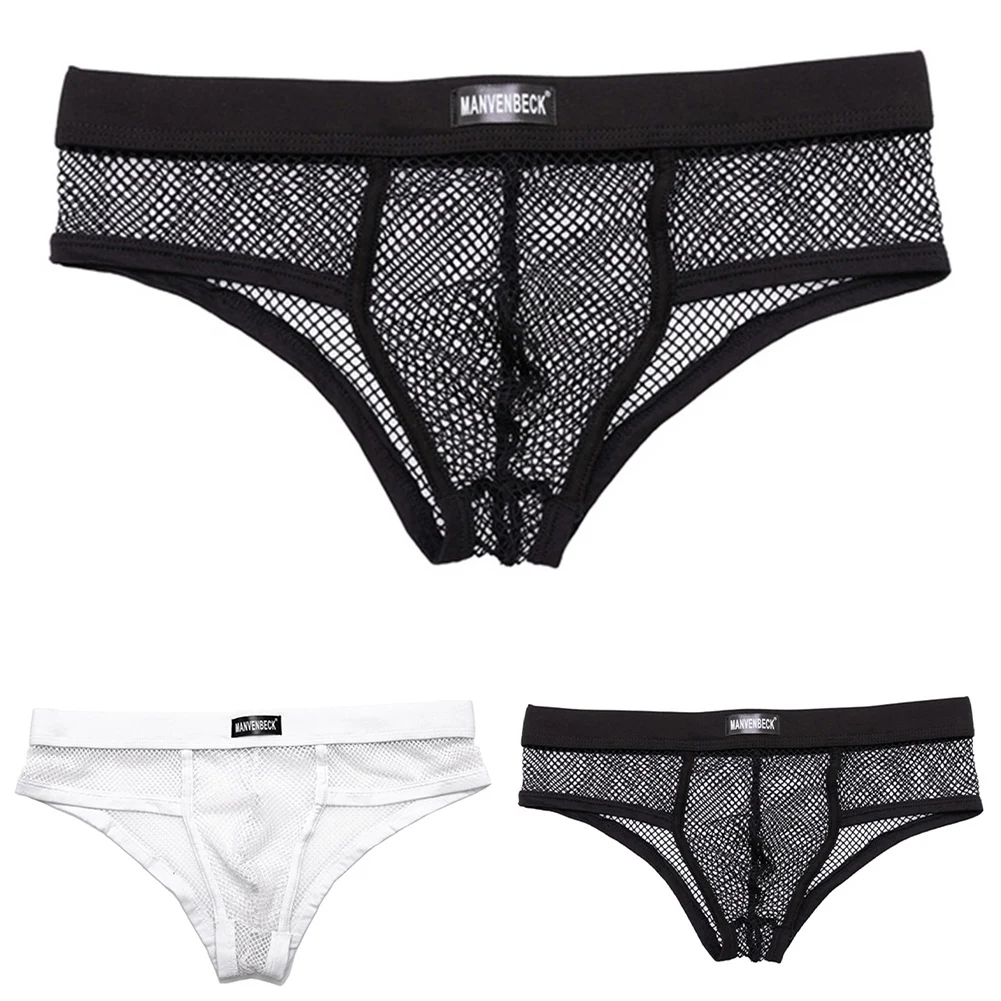 

Men Mesh Sheer Sexy Brief Underwear Breathable Low Rise Fish Net Panties Male's Comfortable Underpants