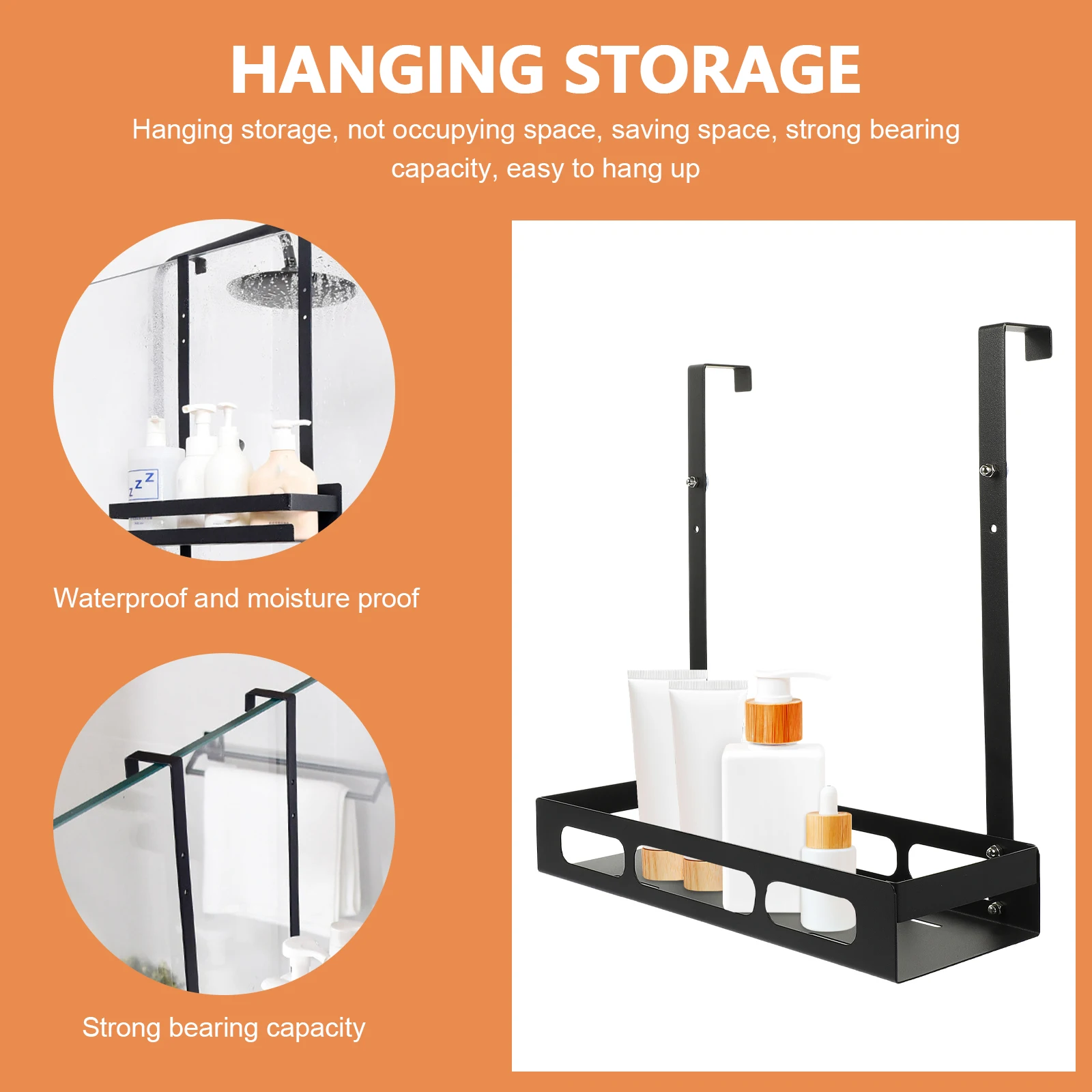 

Shower Room Storage Rack Iron Material Multi function Shelf Home Supplies Hanging Holder Decor Kitchen Basket Over Door