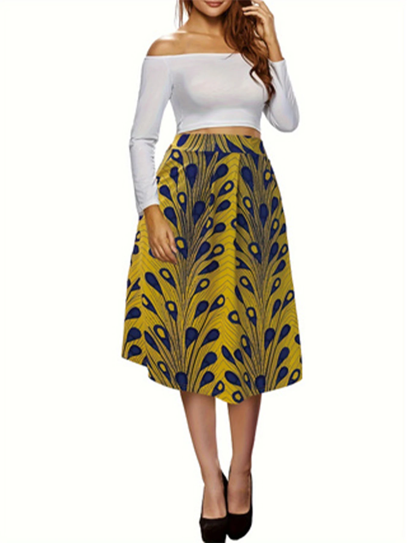 

Floral Print Pleated Midi Dress with Pockets