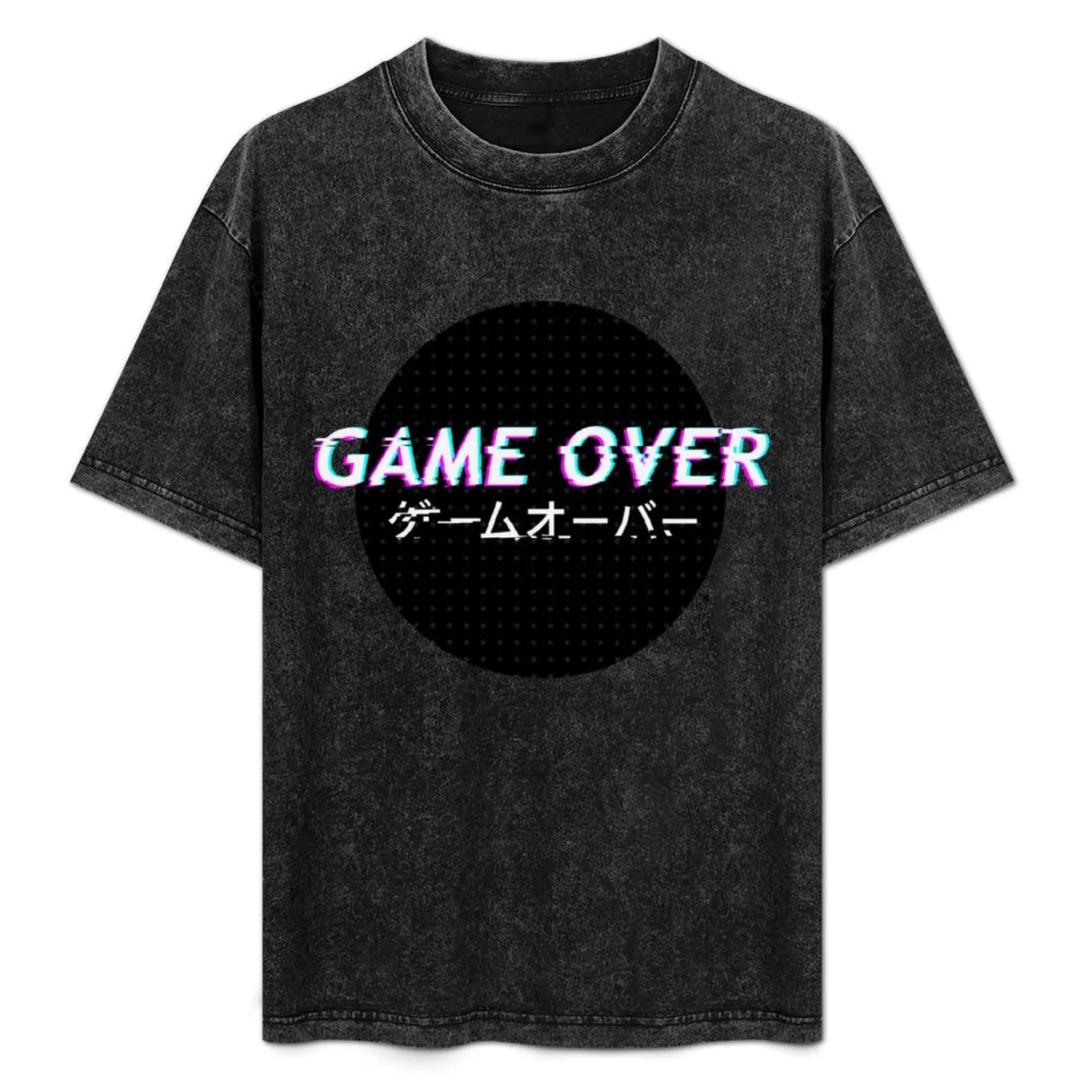 

Game over / GēMUōBā Glitch Text Japanese T-Shirt hippie clothes baggy shirts blacks mens t shirt