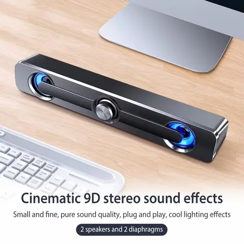 사운드바 블루투스 USB 유선 스피커 바 스테레오 스피커, 프로젝터 PC 노트북 전화 컴퓨터용, 3.5mm Aux 스피커