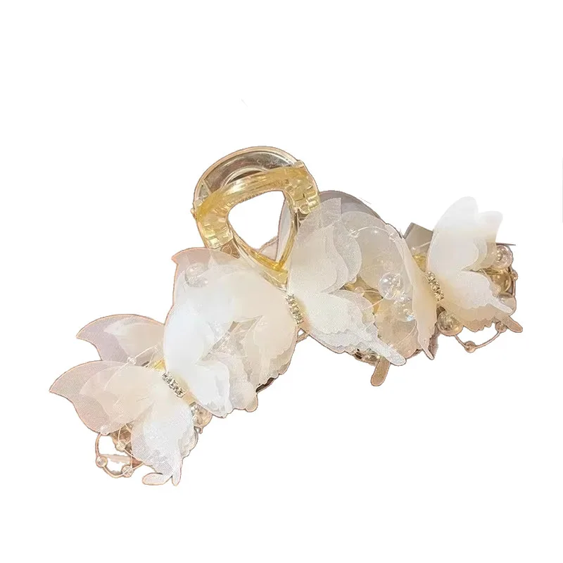 Pince à cheveux élégante en perles papillon pour femmes et filles, ornement capillaire doux, pince à cheveux, accessoires de mode pour cheveux
