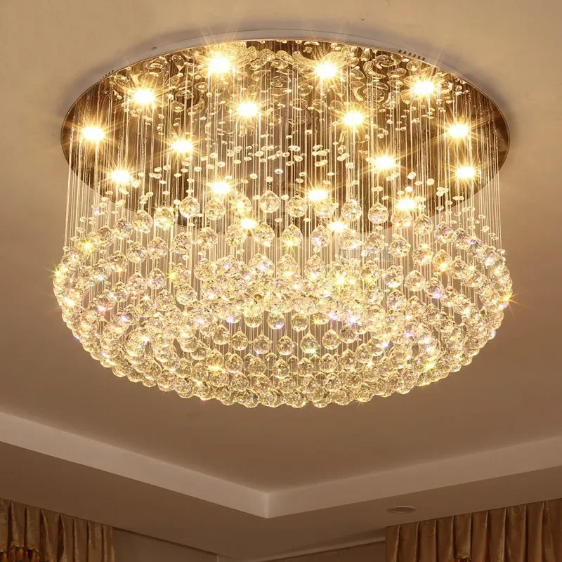 Modern Crystal Chandelier For Ceiling Luxury Led Round Lamp Home Decor Light Living Dining Room Bedroom Lobby K9 Cristal Lustre