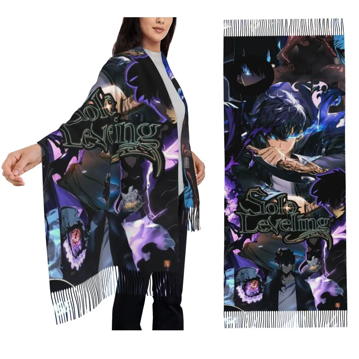 

Аниме Solo выравнивающий шарф, шарфы с кисточками для женщин, мягкие теплые шали и накидки, длинная осенне-зимняя шаль