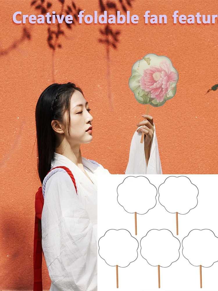 

5pcs round fan frame Chinese Fan Making Frame Diy Handheld Fan Repair Kit Hanfu fan silk fan frame Craft Photo Prop Wedding gift