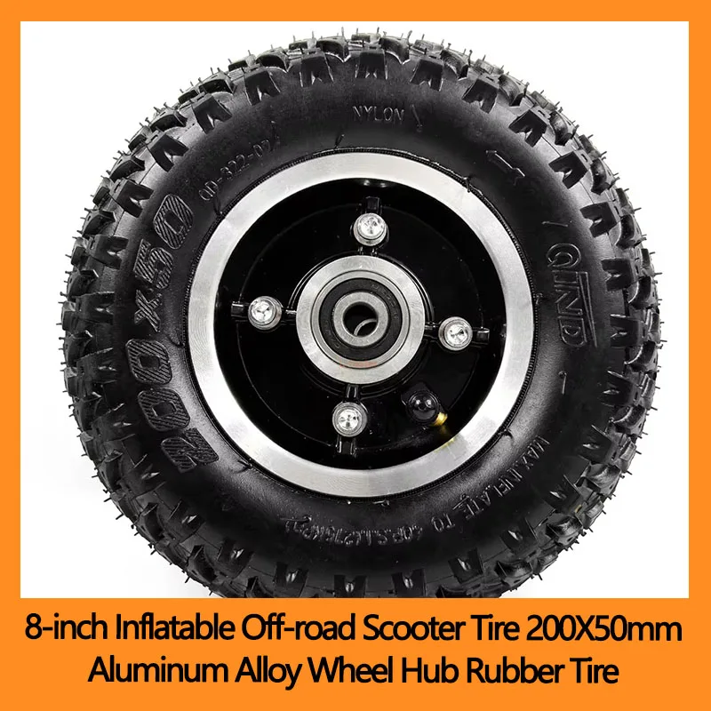 

8-inch Inflatable Off-road Scooter Tire 200X50mm Aluminum Alloy Wheel Hub Rubber Tire for Scooter